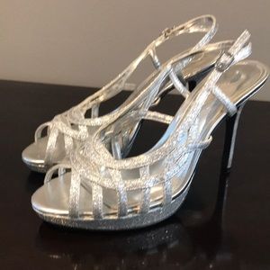 Silver sparkle heels